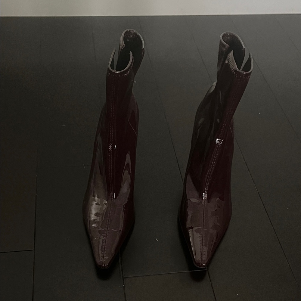 ZARA Glossy Burgundy Boots (42) - Picture 3 of 8